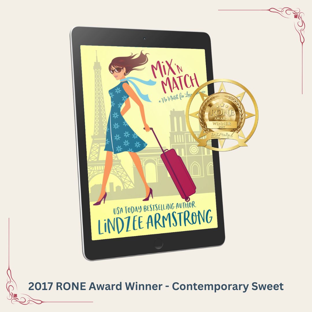 Mix 'N Match by Lindzee Armstrong, clean romantic comedy in the No Match for Love series, is the 2017 RONE award winner in the Contemporary Sweet Romance category.