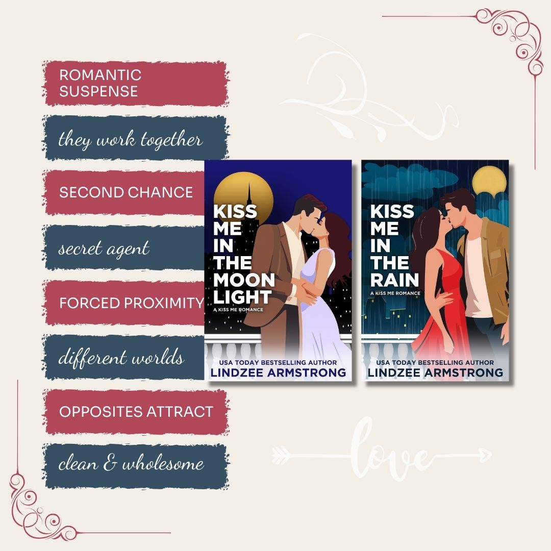 Kiss Me series by Lindzee Armstrong trope map, clean romantic suspense