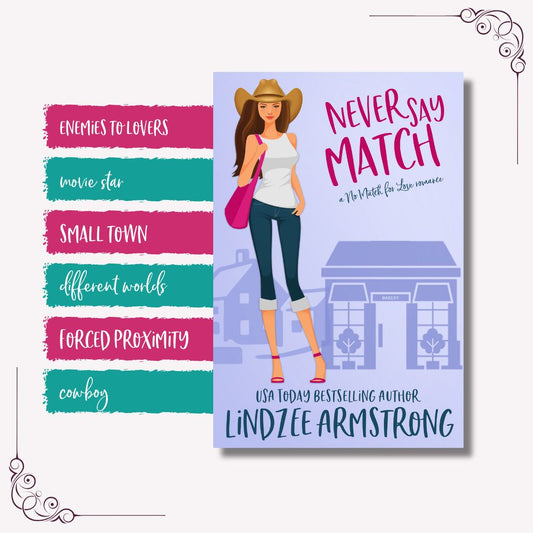 Never Say Match tropes closed door cowboy romcom - Lindzee Armstrong