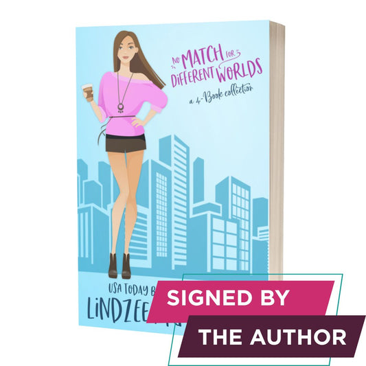 No Match for Different Worlds signed paperback closed door romcom - Lindzee Armstrong