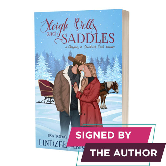 Sleigh Bells and Saddles signed paperback small town Christmas romcom - Lindzee Armstrong