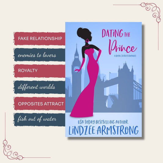 Dating the Prince by Lindzee Armstrong trope map, clean romantic comedy in the Royal Secrets series