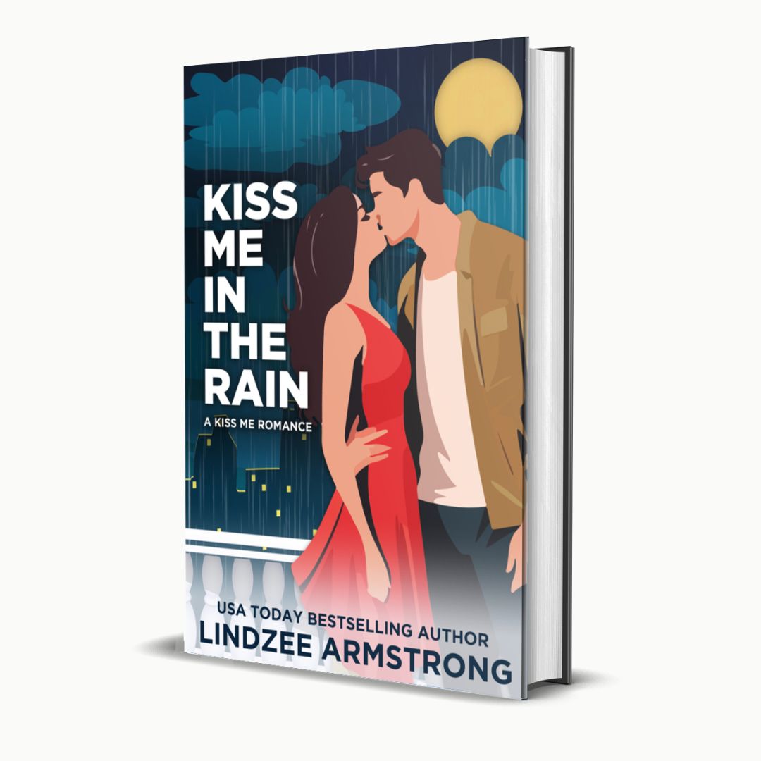 Kiss Me in the Rain by Lindzee Armstrong hardback, clean romantic suspense in the Kiss Me series