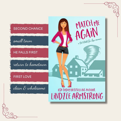 Match Me Again by Lindzee Armstrong trope map, clean romantic comedy in the No Match for Love series