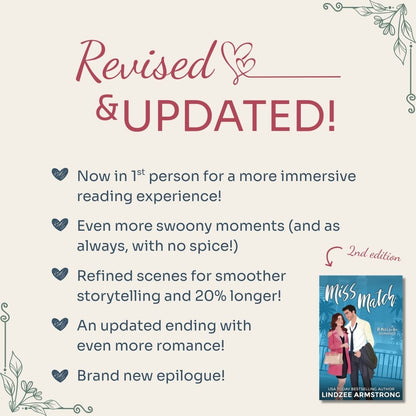 Miss Match by Lindzee Armstrong trope map revised and updated second edition, clean romantic comedy in the No Match for Love series