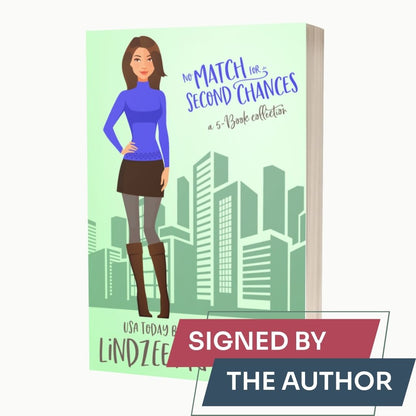 No Match for Second Chances 5-book collection by Lindzee Armstrong signed paperback omnibus, clean romantic comedy in the No Match for Love series
