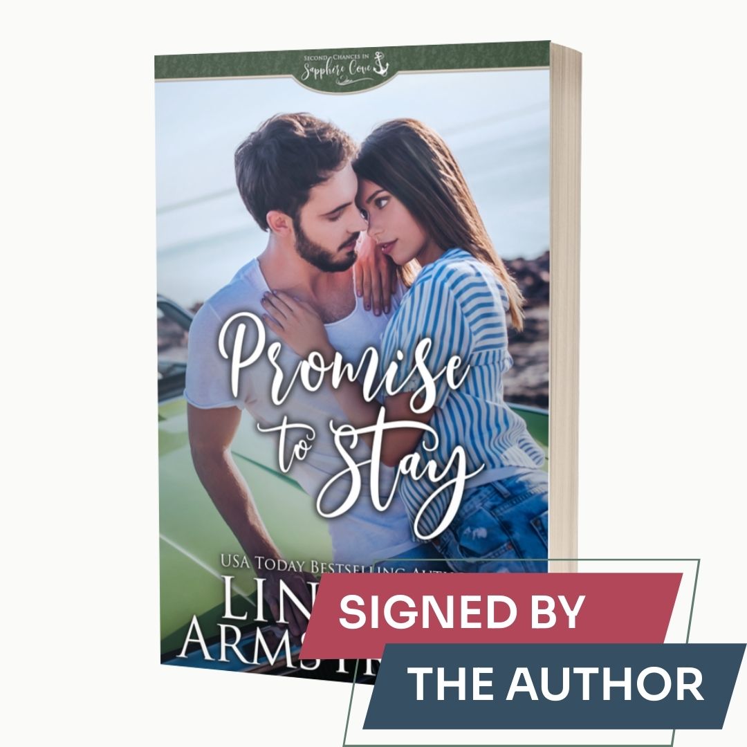 Promise to Stay by Lindzee Armstrong signed paperback, clean small town romance in the Second Chances in Sapphire Cove series