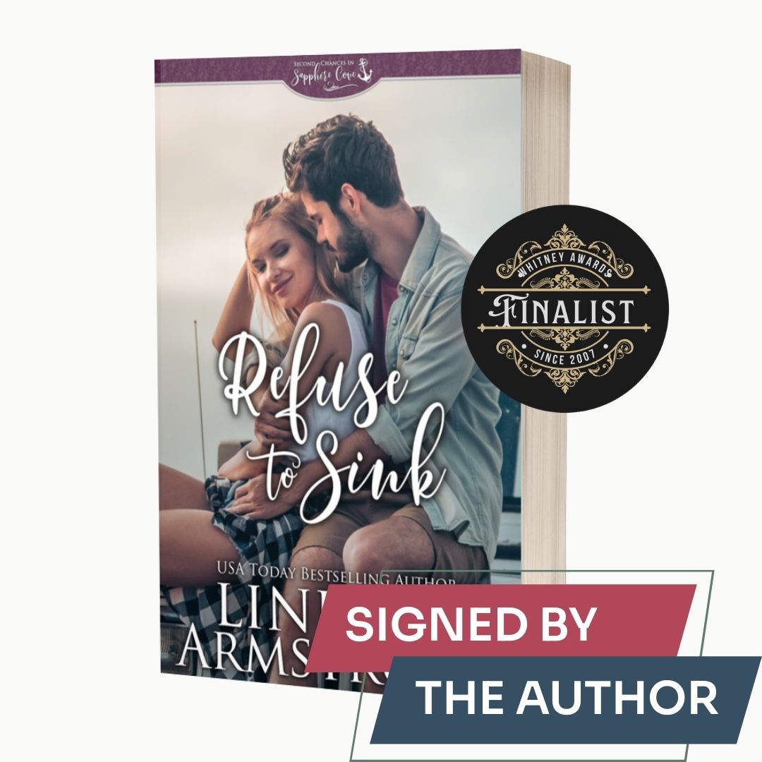 Refuse to Sink by Lindzee Armstrong signed paperback, clean small town romance in the Second Chances in Sapphire Cove series