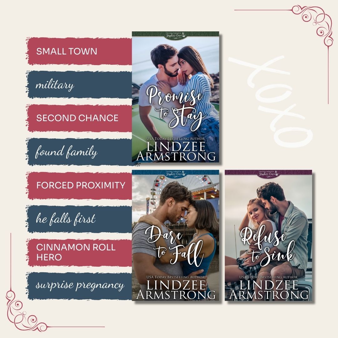 Second Chances in Sapphire Cove series by Lindzee Armstrong trope map, clean small town contemporary romance