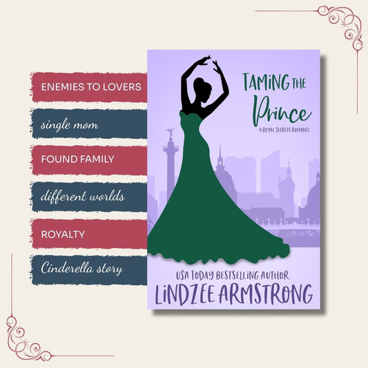 Taming the Prince by Lindzee Armstrong trope map, clean romantic comedy in the Royal Secrets series